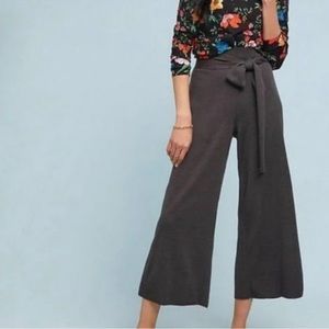 Moth Anthropologie Knit Wide Leg Culotte Crop Pants in Black